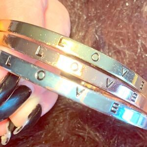 Trilogy of Love Letter Cuff Bangle Bracelets
